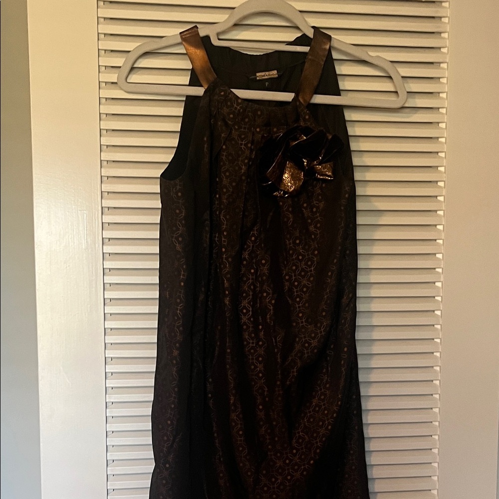 Rozae Nichols Black and Gold Mini Dress